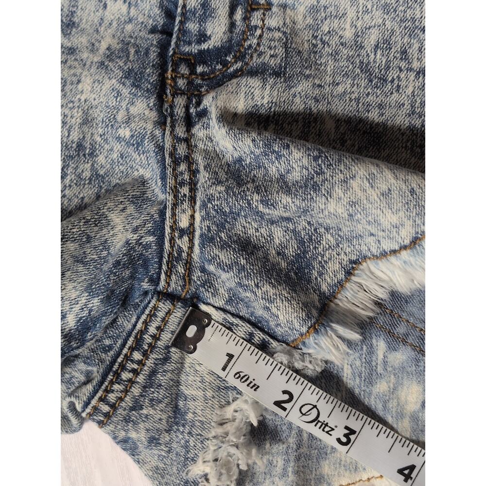 Wax Jean Women's Shorts Size M/W30 Blue Distressed Stretch Denim Frayed Hem - Picture 7 of 13